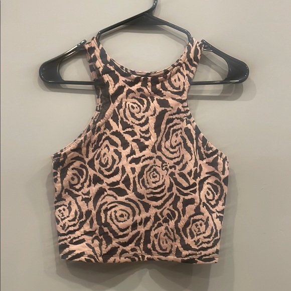 Stylish Pink and Black Women's halter style rose pattern Top - Picture 1 of 1